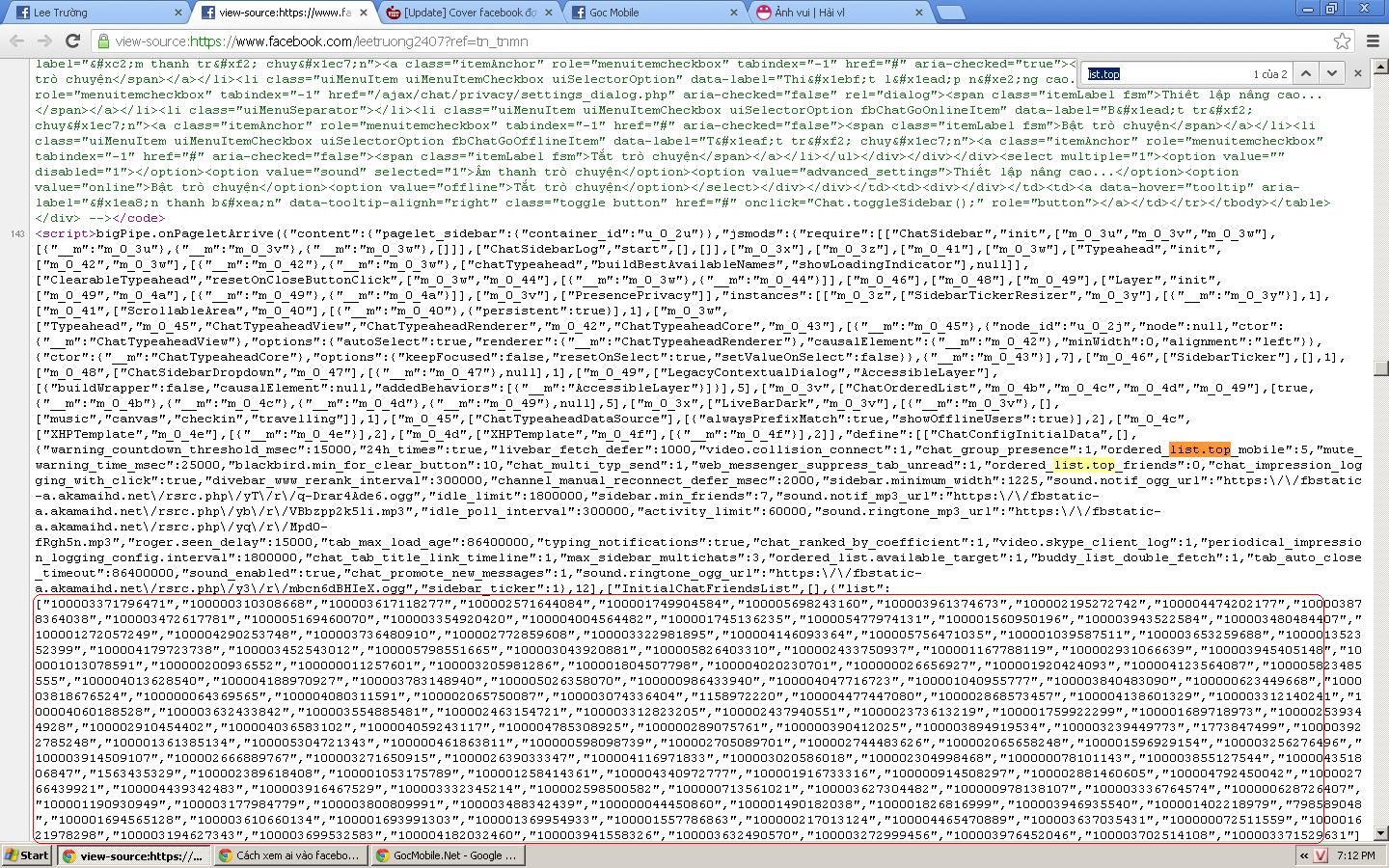 xem ai vào face của mình nhiều nhất