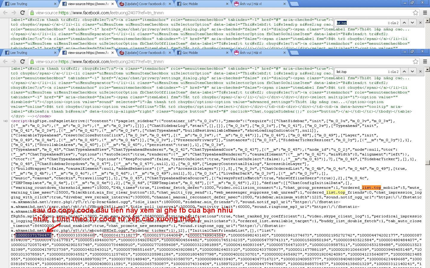 xem ai vào face của mình nhiều nhất